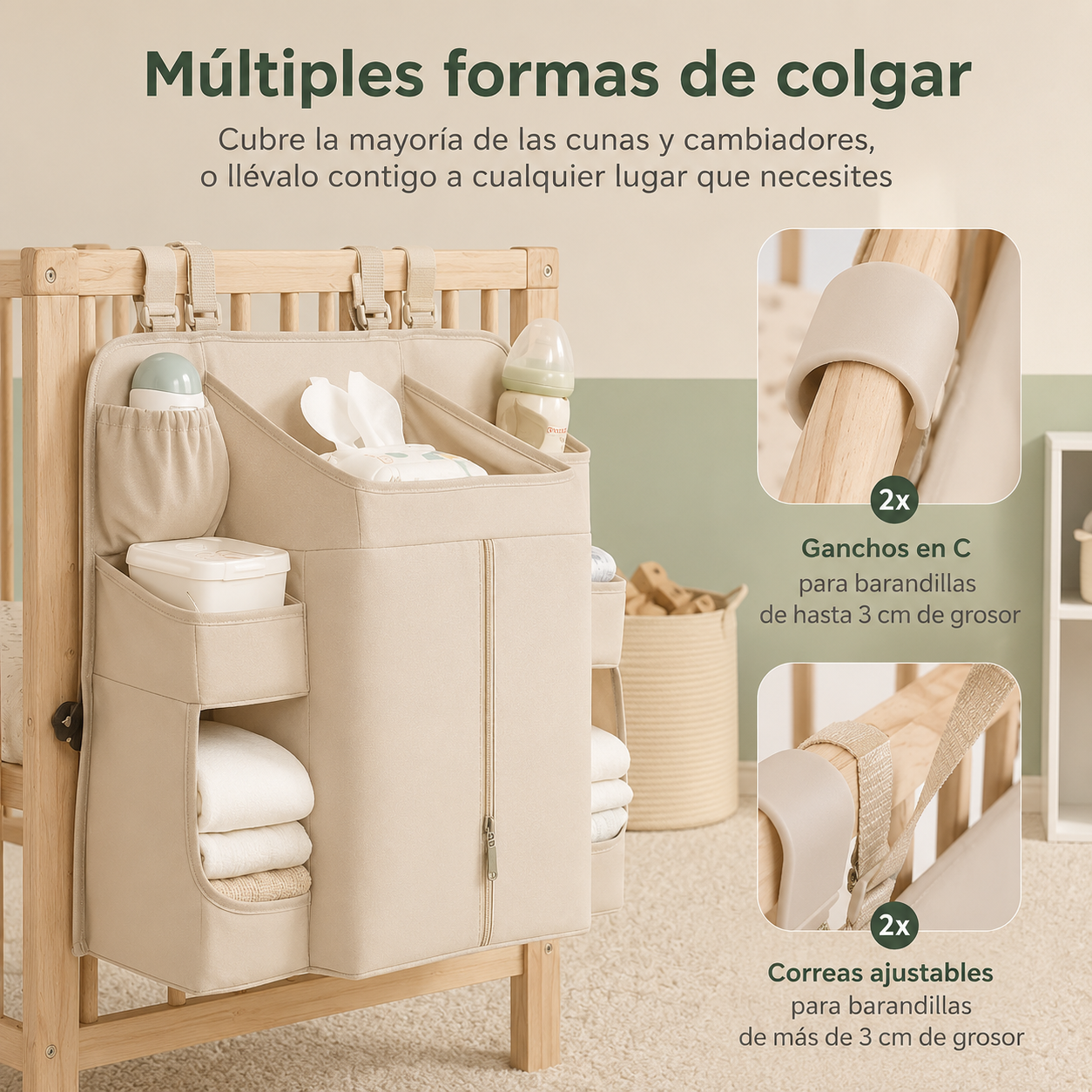 Organizador Colgante para Cuna - Almacenaje de Bebé